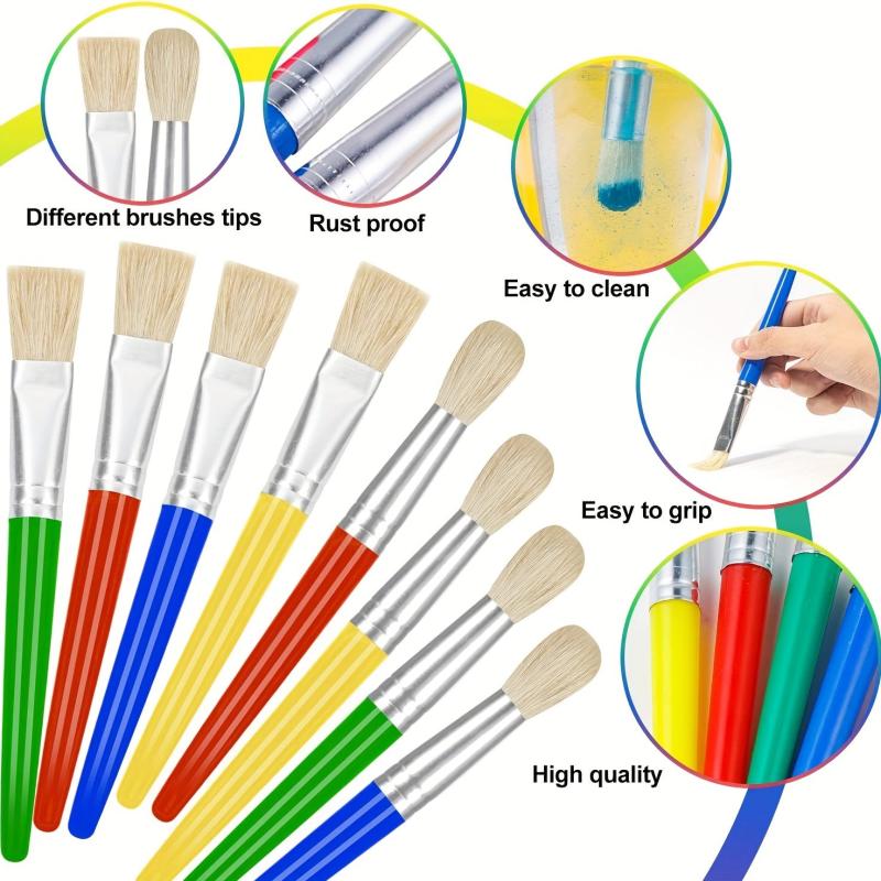 8pcs Large Washable Chunky Toddler Paint Brushes