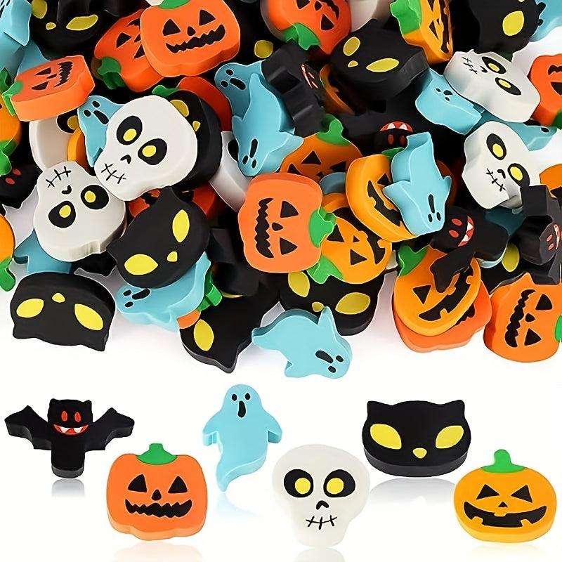 30pcs Halloween Erasers Pumpkin Ghost Skull Bat Erasers For Trick Or Treat