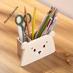Bear Pencil Holder Storage for Desk - Holds 65 Pencils - Cute Organizer for Kids