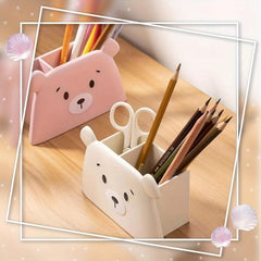 Bear Pencil Holder Storage for Desk - Holds 65 Pencils - Cute Organizer for Kids