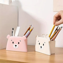 Bear Pencil Holder Storage for Desk - Holds 65 Pencils - Cute Organizer for Kids