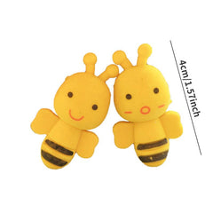 2pcs Yellow Bee Erasers Cartoon Bee Shape Learning Stationery Eraser