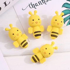 2pcs Yellow Bee Erasers Cartoon Bee Shape Learning Stationery Eraser