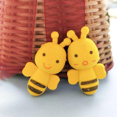 2pcs Yellow Bee Erasers Cartoon Bee Shape Learning Stationery Eraser