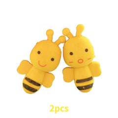 2pcs Yellow Bee Erasers Cartoon Bee Shape Learning Stationery Eraser