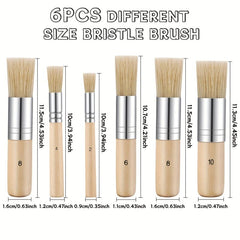 6pcs Painting Pen Set Art Painting Acrylic Watercolor Brush Wooden Bristle Brush