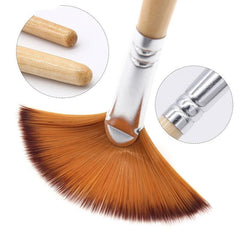 Artist Fan Paint Brushes Set 5pcs Soft Nylon Hair Long Handle Brush Set