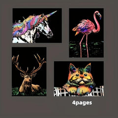 4pcs Scratch Art For Kids Rainbow Scratch Paper Christmas Gift