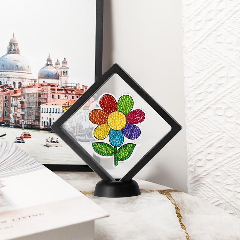 1pc Framed DIY Diamond Painting Ornament Colorful Flowers Craft