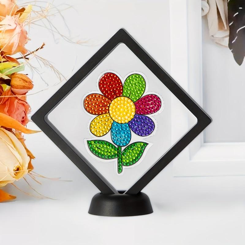 1pc Framed DIY Diamond Painting Ornament Colorful Flowers Craft