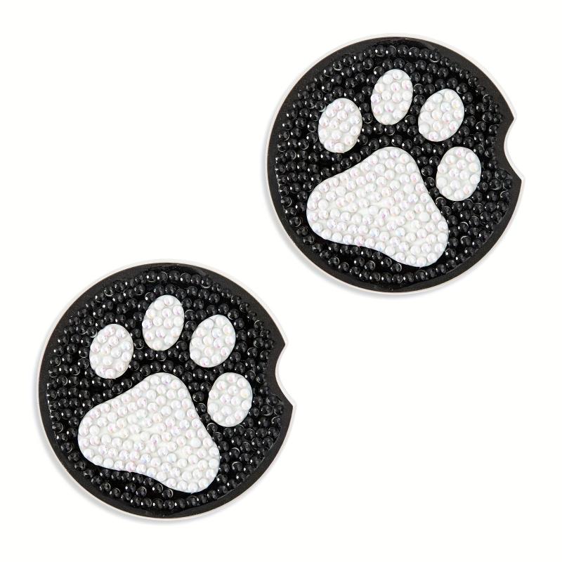 2pcs DIY Diamond Painting Car Coasters Small Footprints Hand Crystal Painting
