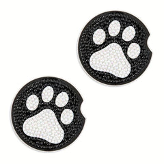 2pcs DIY Diamond Painting Car Coasters Small Footprints Hand Crystal Painting