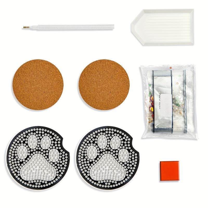2pcs DIY Diamond Painting Car Coasters Small Footprints Hand Crystal Painting