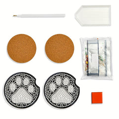 2pcs DIY Diamond Painting Car Coasters Small Footprints Hand Crystal Painting