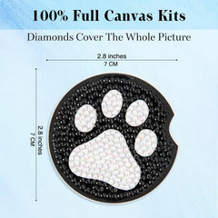 2pcs DIY Diamond Painting Car Coasters Small Footprints Hand Crystal Painting