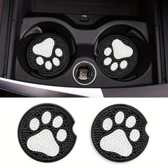 2pcs DIY Diamond Painting Car Coasters Small Footprints Hand Crystal Painting