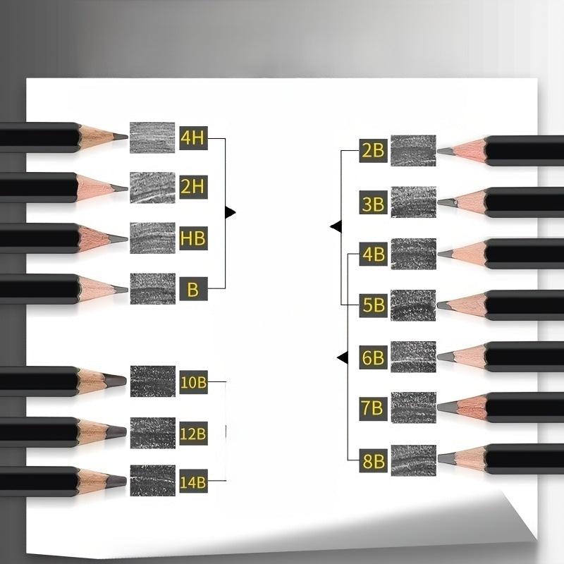 14pcs Sketch Pencil Set 4H-14B Student Sketch Drawing Art Back To School