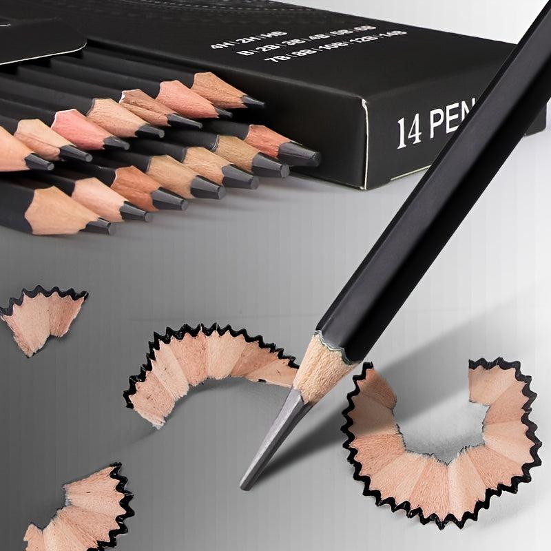 14pcs Sketch Pencil Set 4H-14B Student Sketch Drawing Art Back To School