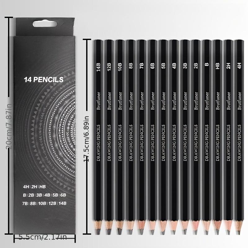 14pcs Sketch Pencil Set 4H-14B Student Sketch Drawing Art Back To School