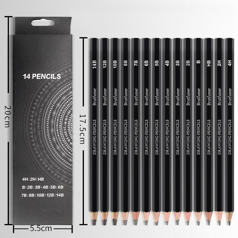 14pcs Sketch Pencil Set 4H-14B Student Sketch Drawing Art Back To School