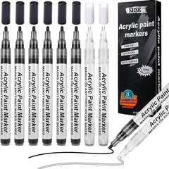 8-Piece Acrylic Paint Marker Set for Art on Rocks, Wood, Canvas, Glass, Metal