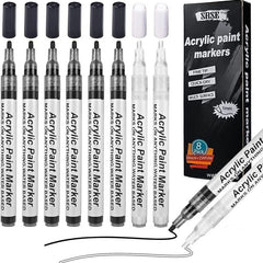 8-Piece Acrylic Paint Marker Set for Art on Rocks, Wood, Canvas, Glass, Metal