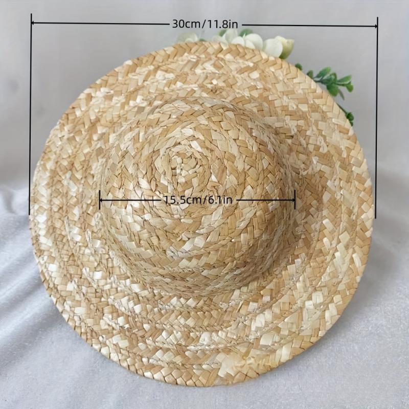 Flower Weaving Mini Straw Hat Craft Decoration Doll Hat DIY