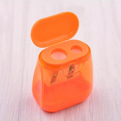 Compact Double Hole Sharpener With Lid for Travel School Office