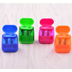 Compact Double Hole Sharpener With Lid for Travel School Office