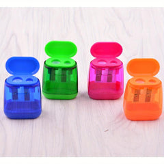 Compact Double Hole Sharpener With Lid for Travel School Office