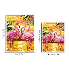 Flamingo Paint By Numbers Kit for Kids and Adults - Easy Animal DIY Painting Set