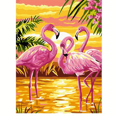 Flamingo Paint By Numbers Kit for Kids and Adults - Easy Animal DIY Painting Set