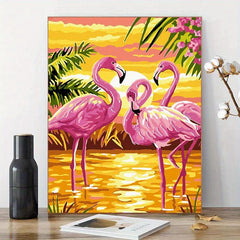 Flamingo Paint By Numbers Kit for Kids and Adults - Easy Animal DIY Painting Set