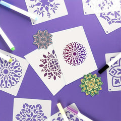 Mandala Style Reusable Stencil Template Kit for Painting - 8.89x8.89 cm