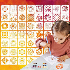 Mandala Style Reusable Stencil Template Kit for Painting - 8.89x8.89 cm