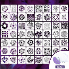 Mandala Style Reusable Stencil Template Kit for Painting - 8.89x8.89 cm