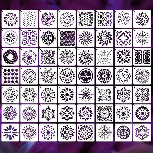 Mandala Style Reusable Stencil Template Kit for Painting - 8.89x8.89 cm
