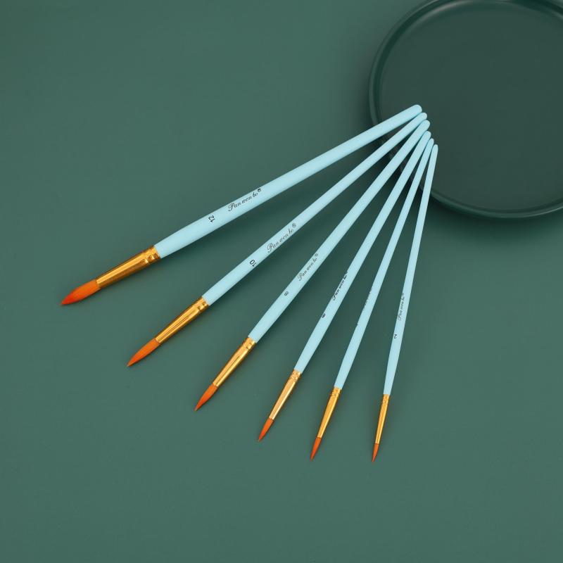 6 Macaron Series Paint Brushes Set Art Pigment Pen Set