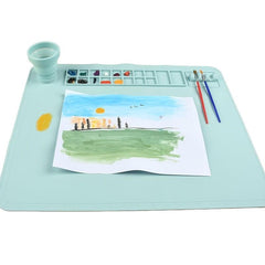 Silicone Craft Mat with Water Cup and Paint Holder - Resin Mat for DIY Projects