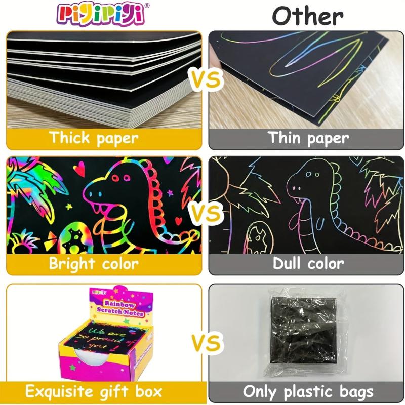100pcs Rainbow Scratch Off Craft Kit for Kids DIY Party Favor Birthday Christmas