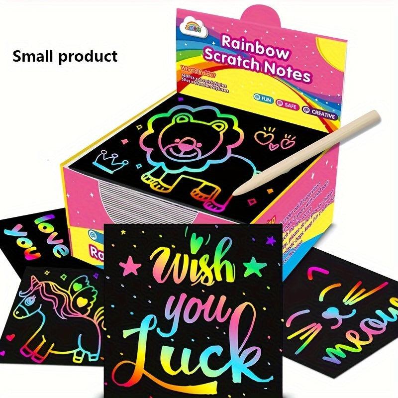 100pcs Rainbow Scratch Off Craft Kit for Kids DIY Party Favor Birthday Christmas