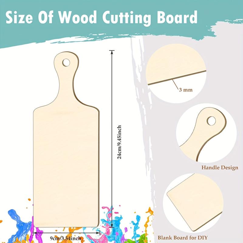 12pcs Unfinished DIY Mini Cutting Board Wooden Cooking Butcher