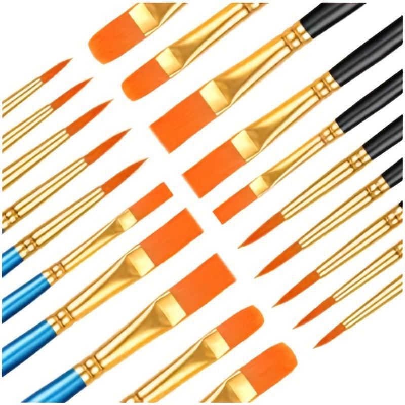 20 Piece Paint Brush Set for Acrylic Watercolor Face Painting Canvas Rock Art