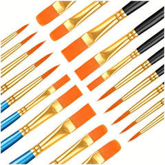 20 Piece Paint Brush Set for Acrylic Watercolor Face Painting Canvas Rock Art