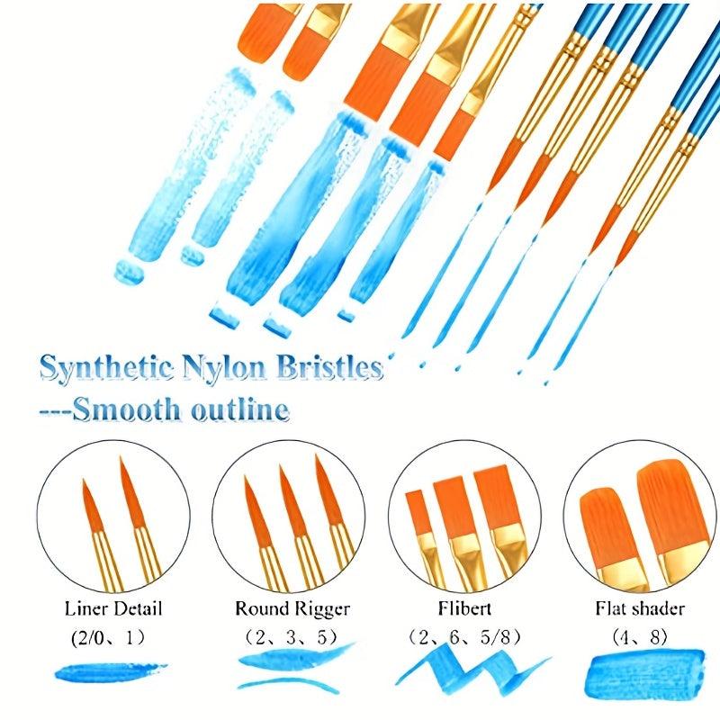 20 Piece Paint Brush Set for Acrylic Watercolor Face Painting Canvas Rock Art