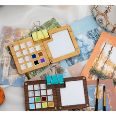 Children's Wooden Watercolor Paint Box with 15 Grids