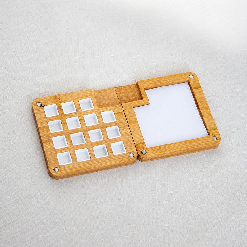 Children's Wooden Watercolor Paint Box with 15 Grids