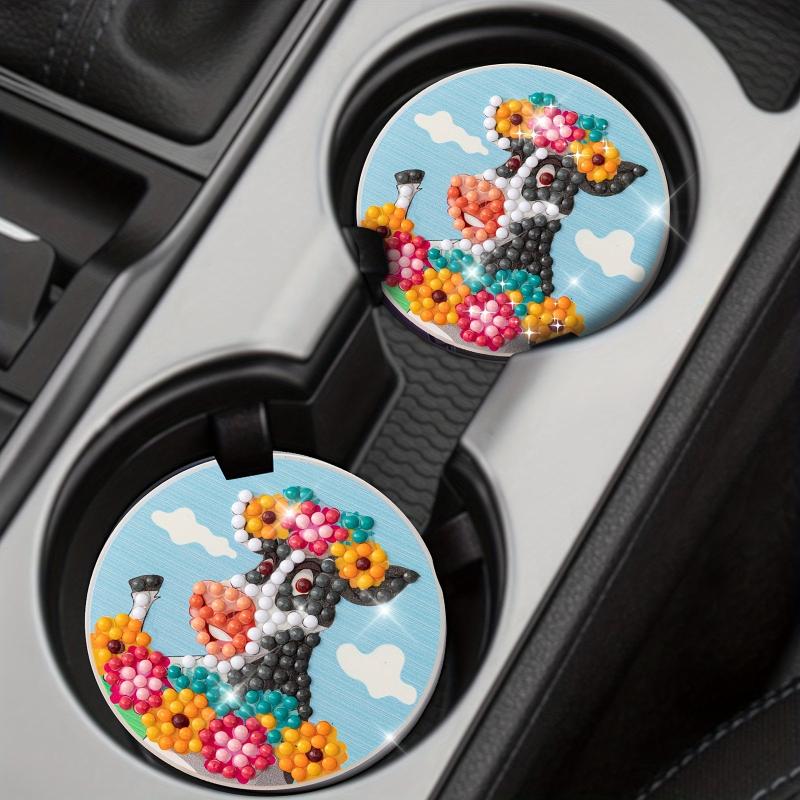 2pcs Acrylic Glass Diamond Painting Car Coasters, DIY Upgrade for GM Parts