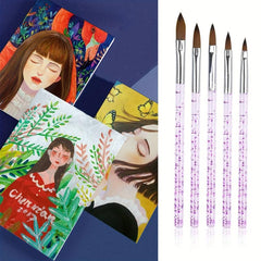 5pcs Nail Art Crystal Pen Set Acrylic Sequin Rod Nail Polish Pen