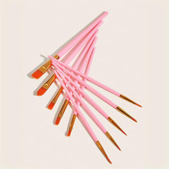 10 Pink Wooden Watercolor Brushes for Painting Needs